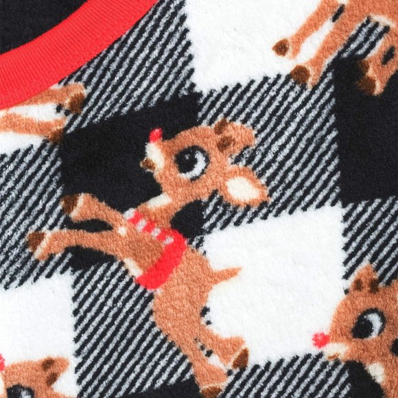 Rudolph Women's Plush Black/White Reindeer Drop Seat Holiday Union Suit Onesie - Picture 2 of 4